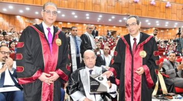 محافظ الفيوم ورئيس الجامعة يشهدان الاحتفال بعيد العلم السابع عشر