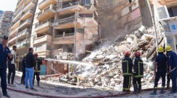 إصابة شخص في انهيار جزئي بواجهة مصلى غرب الإسكندرية