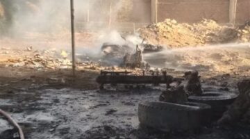 السيطرة على حريق مستودع أسطوانات غاز في أسوان