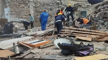 انهيار عقار مكون من طابقين في منطقة اللبان بوسط الإسكندرية