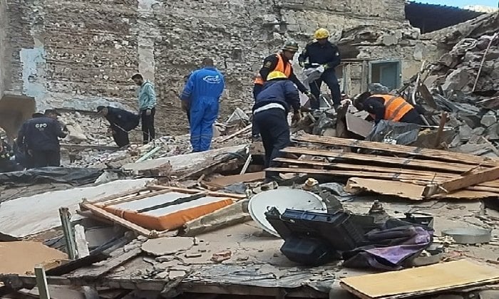 انهيار عقار مكون من طابقين في منطقة اللبان بوسط الإسكندرية انهيار عقار مكون من طابقين في منطقة اللبان بوسط الإسكندرية