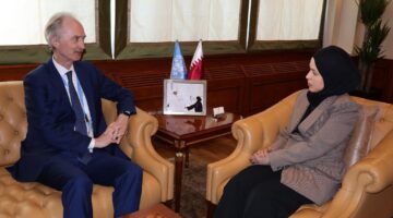 &nbsp;المندوب الدائم لدولة قطر لدى الأمم المتحدة تجتمع مع المبعوث الخاص للأمين العام للأمم المتحدة إلى سوريا