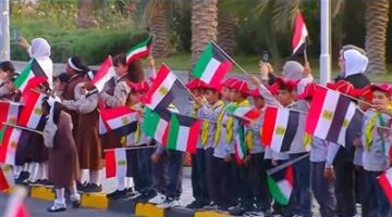 بالأعلام.. الجالية المصرية تستقبل الرئيس السيسي في الكويت