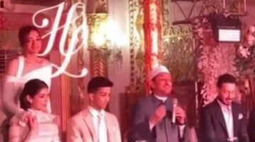 الخطيب أبرز الحضور في عقد قران ليلى أحمد زاهر على هشام جمال