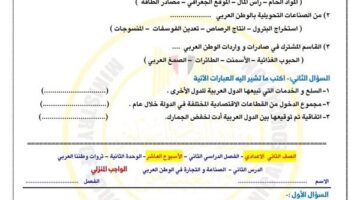 مراجعات نهائية.. تقييمات الأسبوع العاشر الدراسات الاجتماعية لـ الصف الثاني الإعدادي