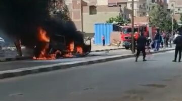 إخماد حريق بسيارة ميكروباص بطنطا .. والسبب صادم