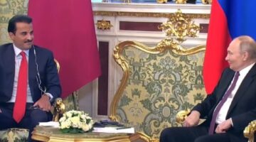 أمير قطر من موسكو : لا يوجد سلام بدون دولة فلسطينية مستقلة