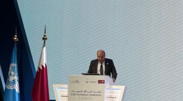 وزير الطيران يشارك في الجلسة الختامية لأعمال مؤتمر الإيكاو الوزاري رفيع المستوى بالدوحة