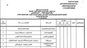 جدول امتحانات الدبلومات الفنية للدور الأول للعام الدراسي 2024/2025.. والتعليم تنتهى من تجهيز الأسئلة