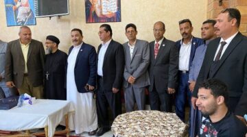 وفد من حزب الجبهة الوطنية يهنئ الإخوة الاقباط بطور سيناء بعيد القيامة المجيد