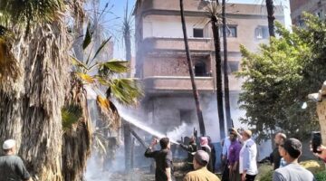 إصابة 4 أشخاص في حريق بنخيل وهيش بكفر الشيخ| صور
