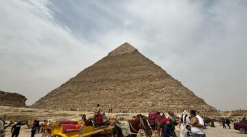 تزامنا مع احتفالات المصريين.. تنظيم حركة سير الجمالة والخيالة بأهرامات الجيزة