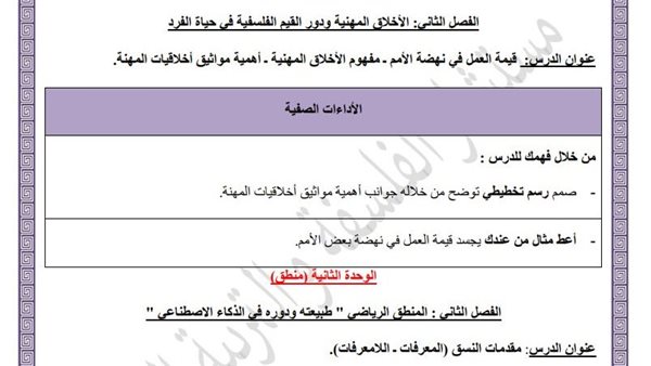 مراجعات نهائية.. أسئلة تقييم الأسبوع العاشر الفلسفة والمنطق أولى ثانوي مراجعات نهائية.. أسئلة تقييم الأسبوع العاشر الفلسفة والمنطق أولى ثانوي