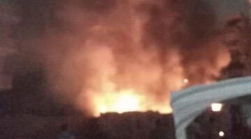 حريق هائل بمصنع نسيج في شبرا الخيمة