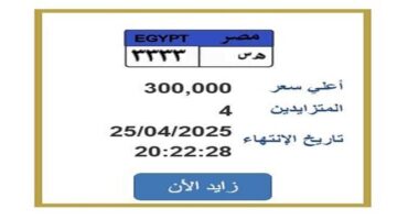 تحمل رقم «ه س 3333».. مزايدة نارية على لوحة سيارة مميزة