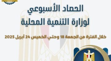 بالإنفوجراف ..نشرة الحصاد الأسبوعي لأنشطة وزارة التنمية المحلية