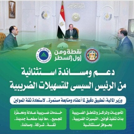 دعم ومساندة استثنائية من الرئيس السيسى للتسهيلات الضريبية دعم ومساندة استثنائية من الرئيس السيسى للتسهيلات الضريبية