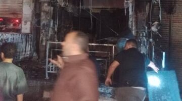 نشوب حريق في محل مشويات بقليوب .. صور