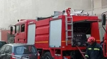 النيابة تعاين موقع حريق صيدلية مستشفى الزاوية الحمراء 