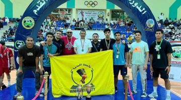 جامعة المنيا تفوز بالميدالية الفضية وكأس أفضل لاعب بالدورة العربية بجنوب الوادي