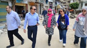 استمرار العمل في تطوير ورفع كفاءة شارع عمر مكرم ببورفؤاد