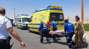 إصابة 5 أشخاص في حادث تصادم ميكروباص مع ربع نقل بالمنيا