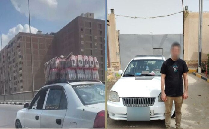 عرّض حياة المواطنين للخطر.. القبض على سائق سمح لشخص بالجلوس أعلى سيارة عرّض حياة المواطنين للخطر.. القبض على سائق سمح لشخص بالجلوس أعلى سيارة