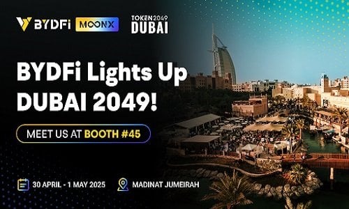 BYDFi تصبح الراعي الرسمي لمؤتمر TOKEN2049 دبي.. وأداة التداول على السلسلة MoonX تظهر لأول مرة في الشرق الأوسط BYDFi تصبح الراعي الرسمي لمؤتمر TOKEN2049 دبي.. وأداة التداول على السلسلة MoonX تظهر لأول مرة في الشرق الأوسط