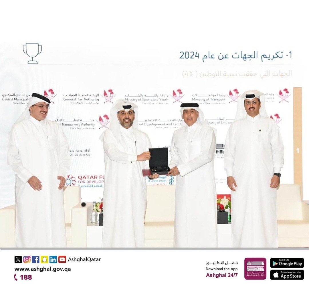 ديوان الخدمة المدنية يكرم أشغال لتحقيقها نسبة توطين الوظائف لعام 2024 ديوان الخدمة المدنية يكرم أشغال لتحقيقها نسبة توطين الوظائف لعام 2024
