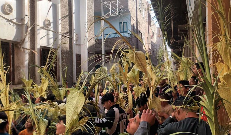 أهالي قريتي البرشا والبياضية في المنيا يحتفلون بأحد الشعانين