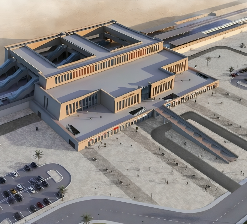 إنشاء محطة الأقصر للقطار السريع بتصميم مستوحى من معبد الملكة حتشبسوت إنشاء محطة الأقصر للقطار السريع بتصميم مستوحى من معبد الملكة حتشبسوت