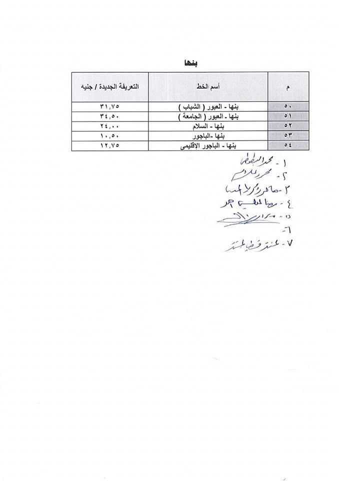 سعر تعريفة الركوب في بنها بالقليوبية بعد الزيادة الجديدة