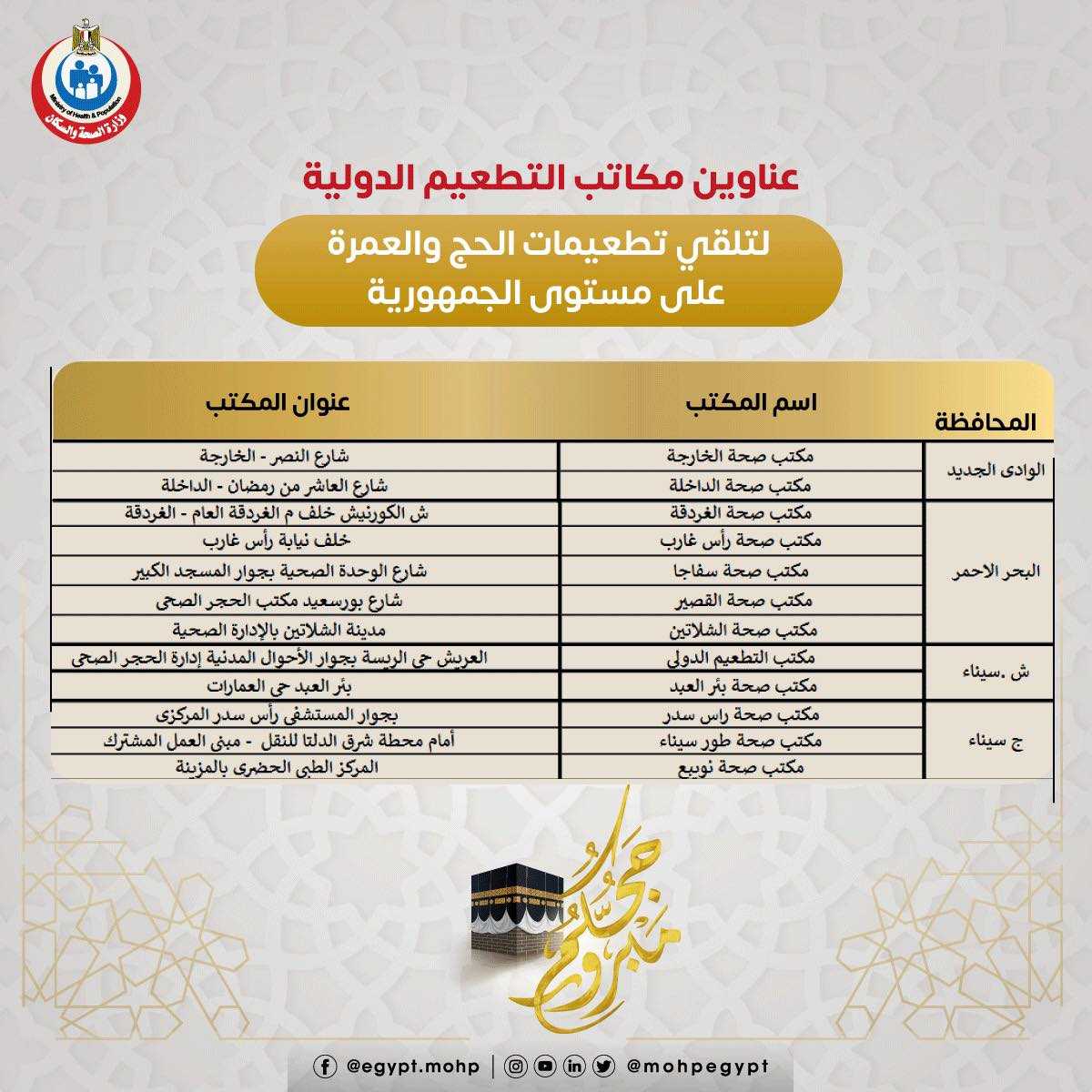 أماكن تطعيمات الحجاج