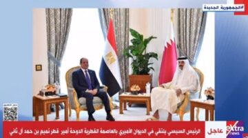 الرئيس السيسي يلتقي أمير قطر تميم بن حمد بالديوان الأميري بالدوحة