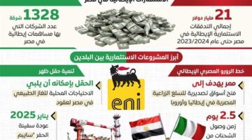 “الوزراء” يستعرض جوانب التعاون بين مصر وإيطاليا كشريك استراتيجي.. إنفوجراف