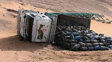 انقلاب سيارة محملة بأسطوانات البوتاجاز في الوادي الجديد