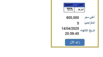 سعرها تخطى نصف مليون جنيه.. التزايد يشتعل على لوحة سيارة مميزة