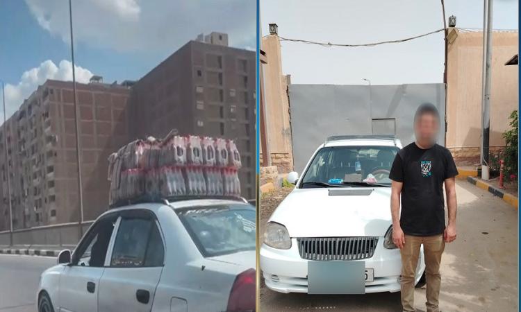 ضبط سائق سائق أجرة سمح لشخص بالجلوس على مقدمة السيارة أثناء سيرها ضبط سائق سائق أجرة سمح لشخص بالجلوس على مقدمة السيارة أثناء سيرها