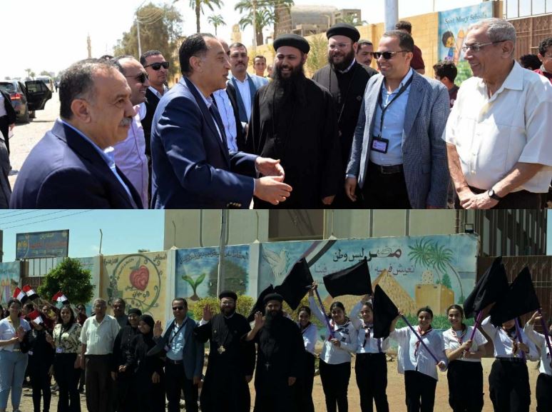 أثناء توجهه لتفقد مستشفى منفلوط المركزي.. مدبولي يتوقف لتحية معلمي وطلاب إحدى المدارس