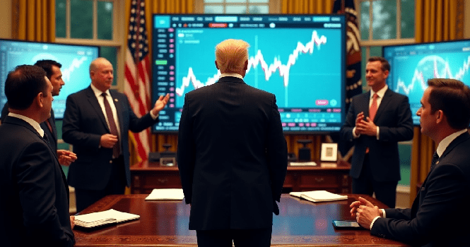 ترامب ينصح المستثمرين بشراء الأسهم ويؤكد قرب إبرام اتفاقات تجارية جديدة ترامب ينصح المستثمرين بشراء الأسهم ويؤكد قرب إبرام اتفاقات تجارية جديدة