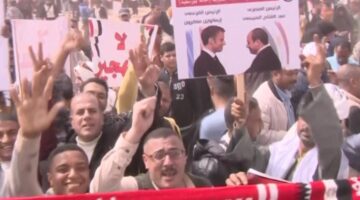 مشاهد لزيارة الرئيس السيسي وماكرون للعريش وسط احتشاد شعبي