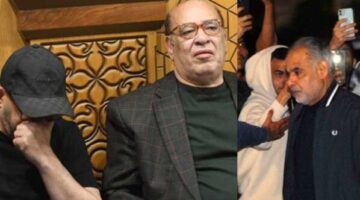 ملامح الحزن تسيطر على الفنان صلاح عبد الله في عزاء سليمان عيد بـ مسجد الشرطة