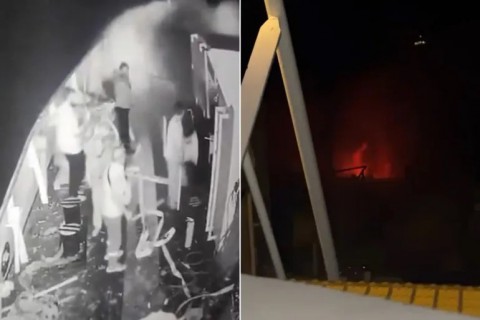 “نحن نغرق”.. نداء استغاثة من سفينة “أسطول الحرية” المتجهة لغزة بعد تعرضها لهجوم إسرائيلي واشتعال النيران فيها.. (فيديو) “نحن نغرق”.. نداء استغاثة من سفينة “أسطول الحرية” المتجهة لغزة بعد تعرضها لهجوم إسرائيلي واشتعال النيران فيها.. (فيديو)