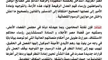 بيان من نقابة المحامين يؤكد على استمرار الأضراب العام أمام محاكم الاستئناف