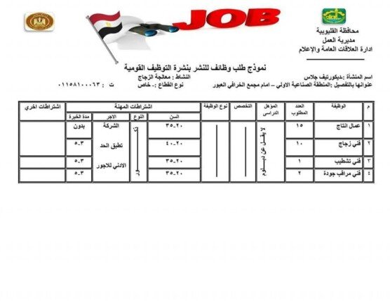 مديرية العمل بالقليوبية توفر 945 فرصة عمل في 10 شركات بالقطاع الخاص مديرية العمل بالقليوبية توفر 945 فرصة عمل في 10 شركات بالقطاع الخاص