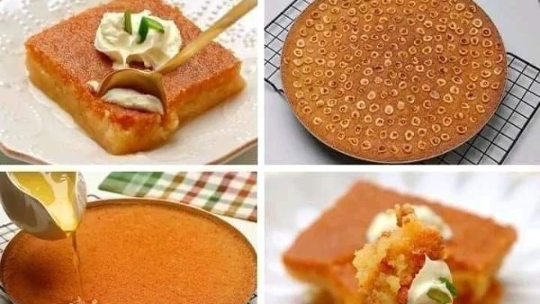 طريقة عمل البسبوسة المكرملة بخطوات بسيطة طريقة عمل البسبوسة المكرملة بخطوات بسيطة