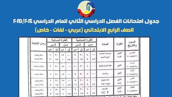 جداول امتحانات الترم الثاني لجميع المراحل بالبحيرة جداول امتحانات الترم الثاني لجميع المراحل بالبحيرة