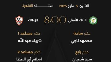 محمود ناجي حكمًا لمباراة الزمالك والبنك الأهلي.. والقلاوي يدير لقاء بتروجيت وسيراميكا