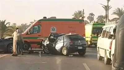 إصابة 5 اشخاص في حادث تصادم بالفيوم إصابة 5 اشخاص في حادث تصادم بالفيوم