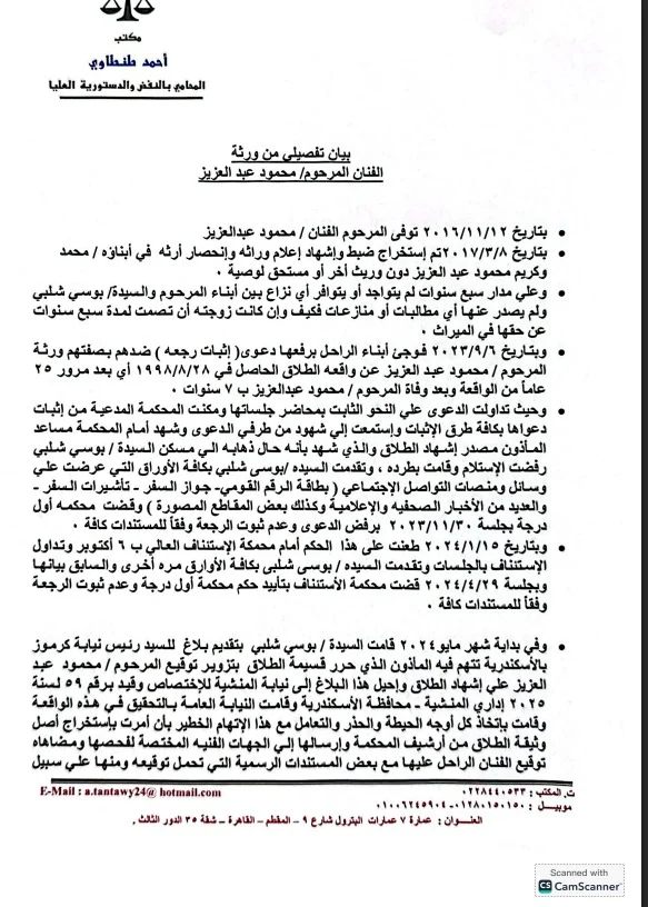 أبناء محمود عبدالعزيز يردون على بوسى شلبى: «لا ميراث ولا رجعة بعد 7 سنوات» أبناء محمود عبدالعزيز يردون على بوسى شلبى: «لا ميراث ولا رجعة بعد 7 سنوات»